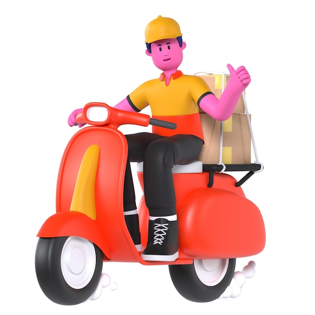 Boy Scooter Delivery Deliveryman Pacchetto Corriere