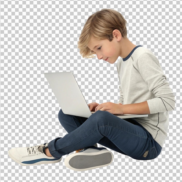 PSD boy using laptop