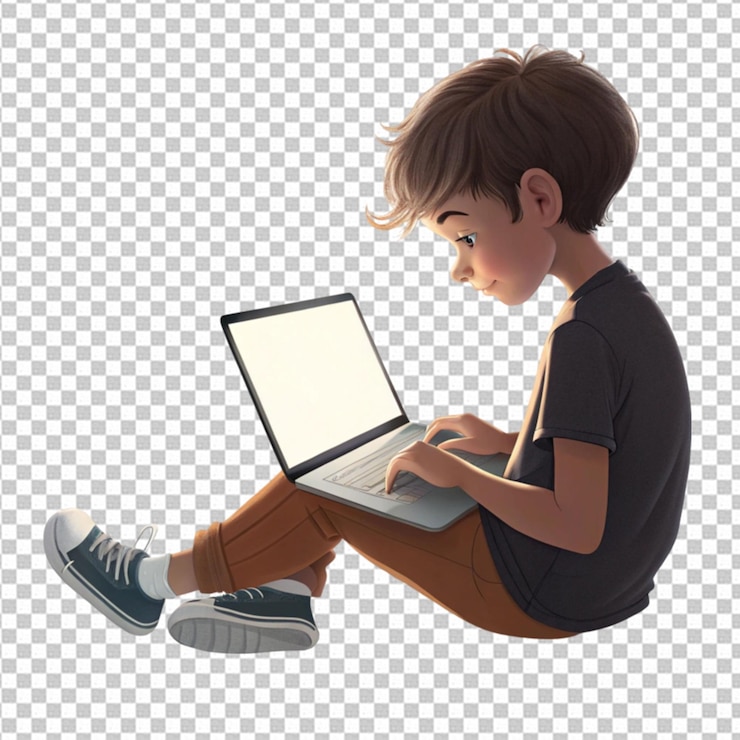 PSD boy using laptop