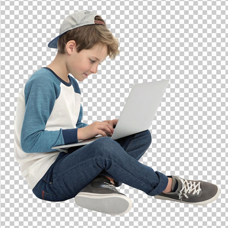 PSD boy using laptop