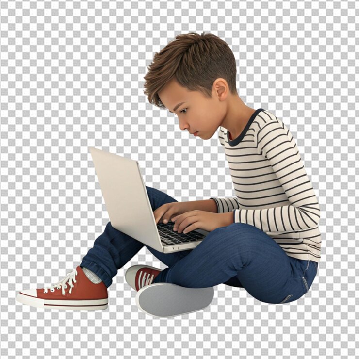 PSD boy using laptop