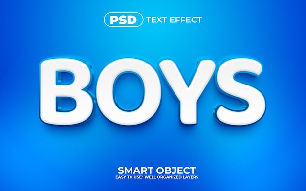 Boys 3d Editable Text Effect Style With Premium Background