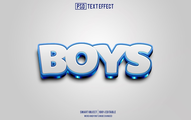 PSD boys testo effetto font tipografia modificabile testo 3d