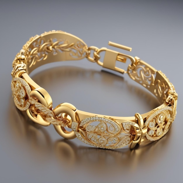 PSD un bracelet en or sur fond blanc