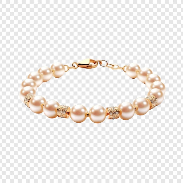 PSD bracelet en or avec des perles et des perles isolées sur un fond transparent