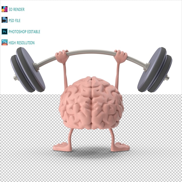 Brain Fitness Icon 3D-Render für PSD