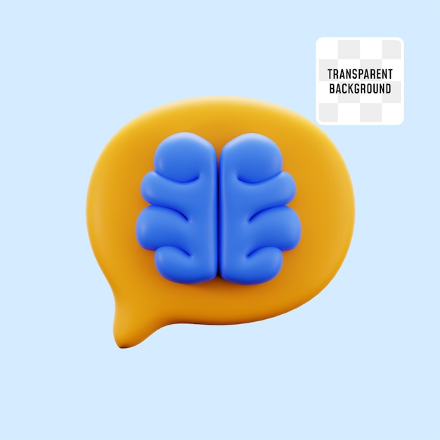 PSD brain talk-lösung, offener verstand, psychologie, berater für psychische gesundheit, 3d-icon-illustration, rendering-design