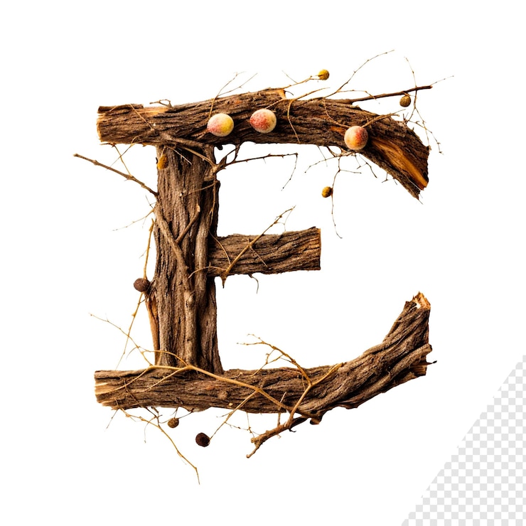 PSD branche de bois énonçant la lettre e