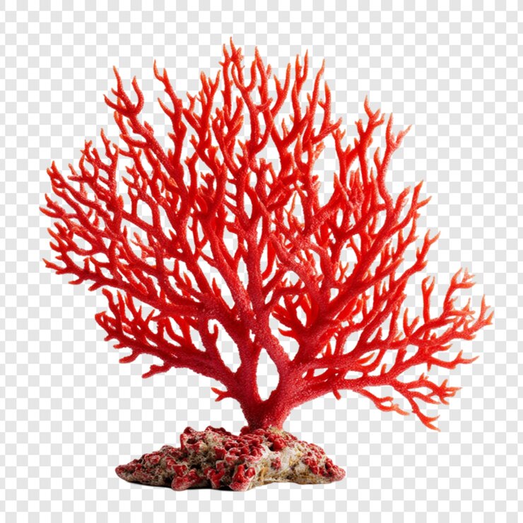 PSD branche de corail rouge vif isolée sur fond blanc belle vie océanique décoration marine décoration d'aquarium plante marine monde sous-marin nature