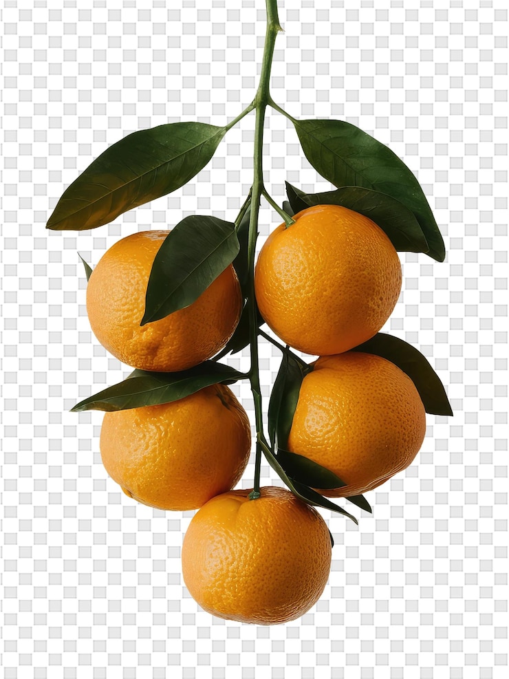 PSD une branche d'orange avec des feuilles dessus