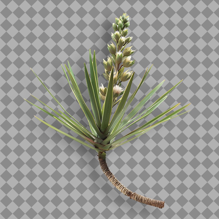 PSD branche de yucca en forme d'épée et feuilles à feuilles persistantes qui sont arra objet isolé sur un fond propre