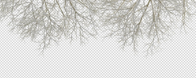 PSD branches d'arbres d'hiver avec neige isolée