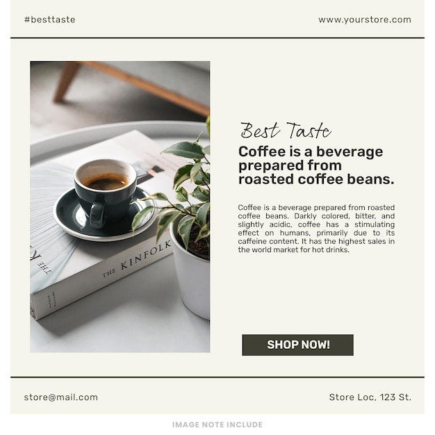 PSD branding kaffee instagram post vorlage psd