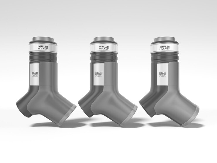 PSD branding-mockup für medizinische inhalatoren