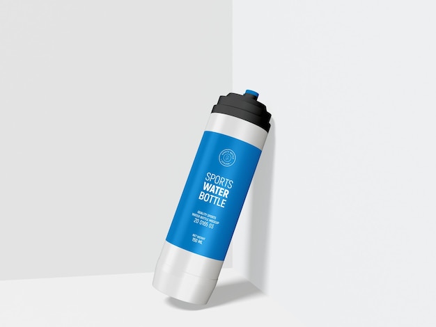Branding Mockup für Sportwasserflaschen aus glänzendem Kunststoff