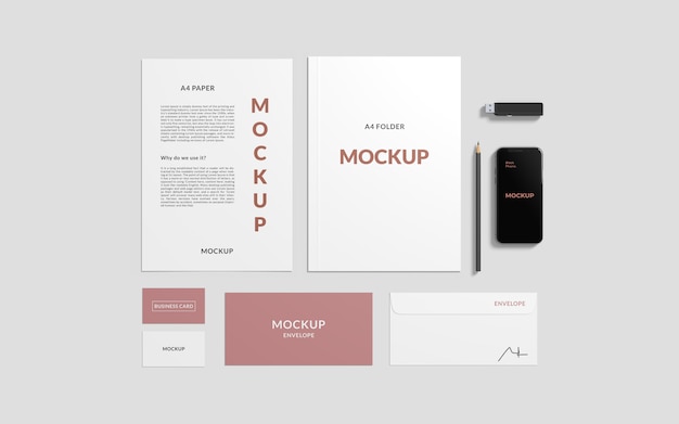 Branding mockup top angle view