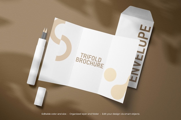 Branding Stationery Trifold und Umschlagmodell