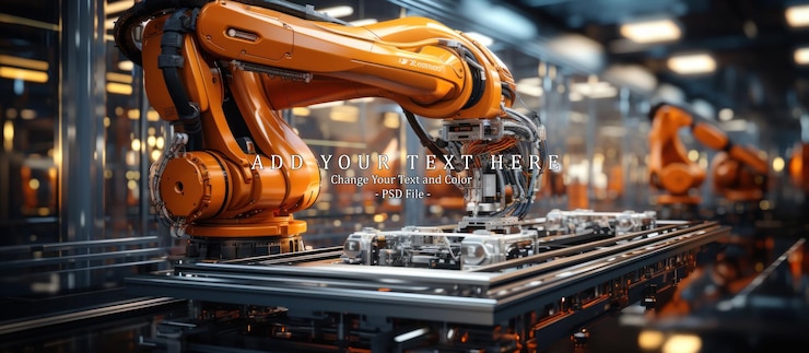 PSD le bras de robot industriel sur une ligne de production automatisée