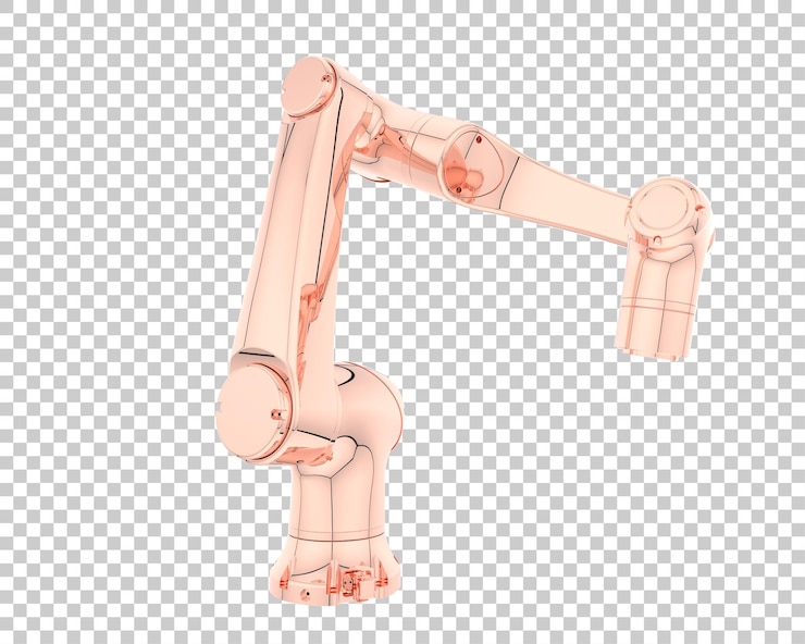 PSD bras de robot isolé sur fond transparent illustration de rendu 3d