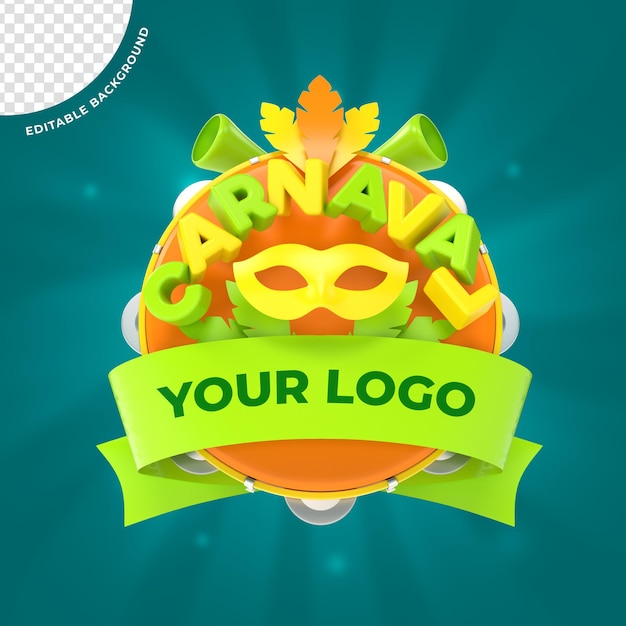 Brasil carnival element 3d logo para composición psd render