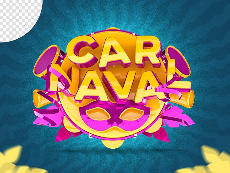 PSD brasil carnival element 3d logo para composición psd render