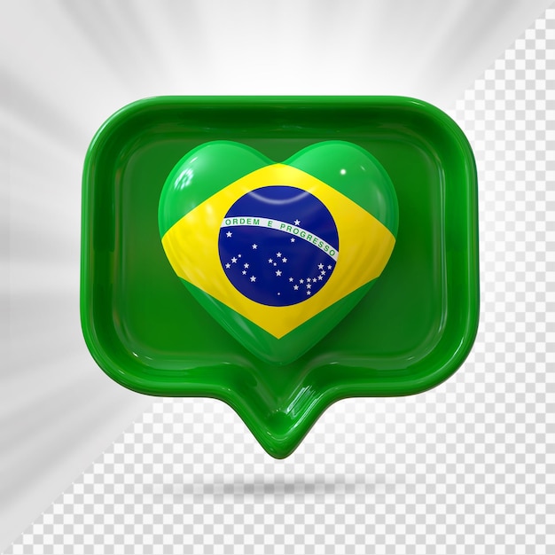 Brasil corazón bandera 3d