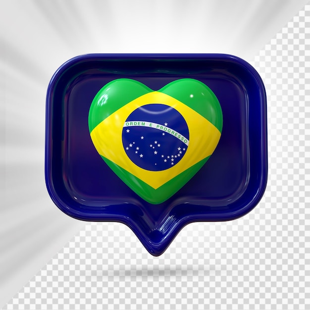 Brasil corazón bandera 3d