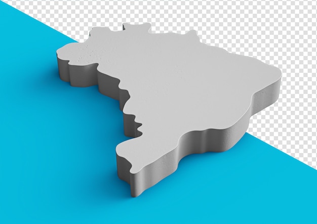 PSD brasil mapa topográfico 3d geografía cartografía y topología mar azul superficie ilustración 3d