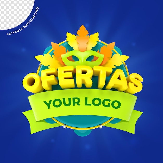 Brasilianisches Karnevalselement 3D-Logo für Kompositions-PSD-Rendering