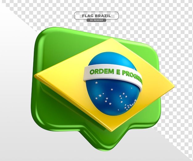 Brasilien-Flagge im ähnlichen Symbolformat in realistischem 3D-Rendering