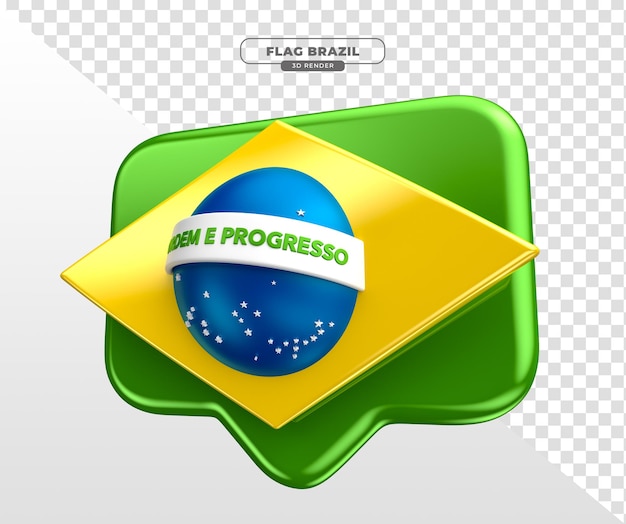 Brasilien-Flagge im ähnlichen Symbolformat in realistischem 3D-Rendering