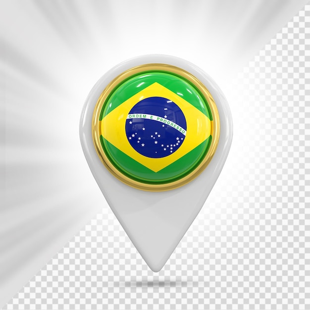 Brasilien flagge pin karte 3d