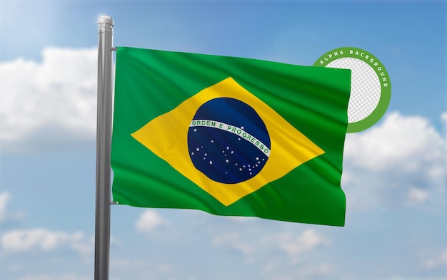 Brasilien Realistische 3D-Flagge mit Textur Premium Psd