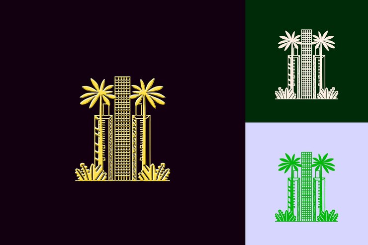 PSD braslia building with minimalist icon structure with geometr creative brazil culture icon designs