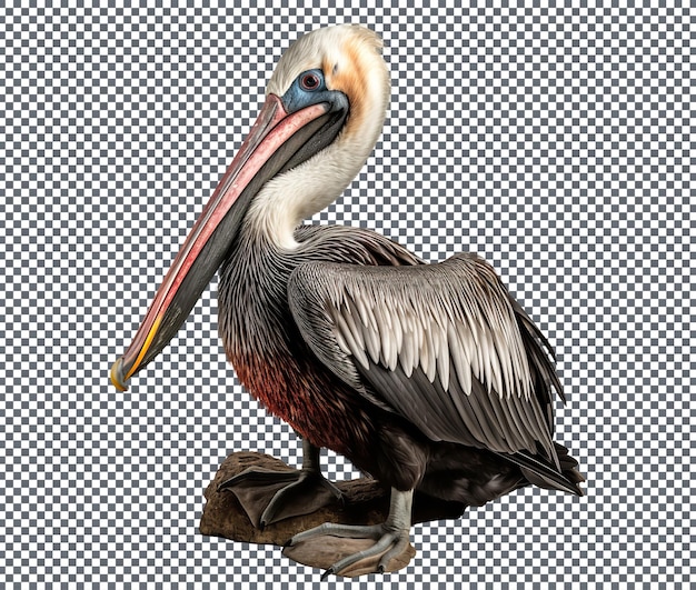 PSD braun-pelikan-pelekan, isoliert auf durchsichtigem hintergrund
