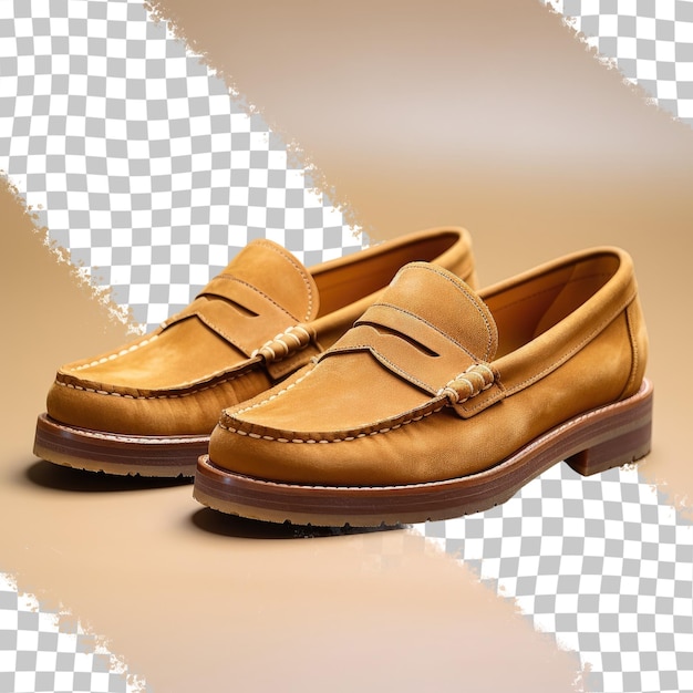 PSD braune herren-mokassin-loafer aus wildleder auf transparentem hintergrund