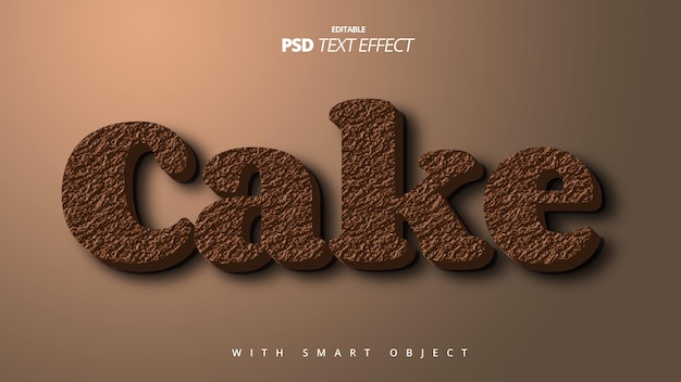 PSD brauner kuchen 3d realistisches texteffekt-vorlagendesign