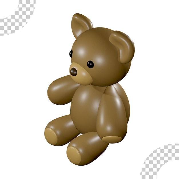 Brauner Teddybär Spielzeug 3D-Objekt Render isoliert