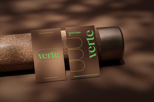 Braunes Modernes Visitenkarten-Mockup in abstraktem Hintergrund 3D-Rendering