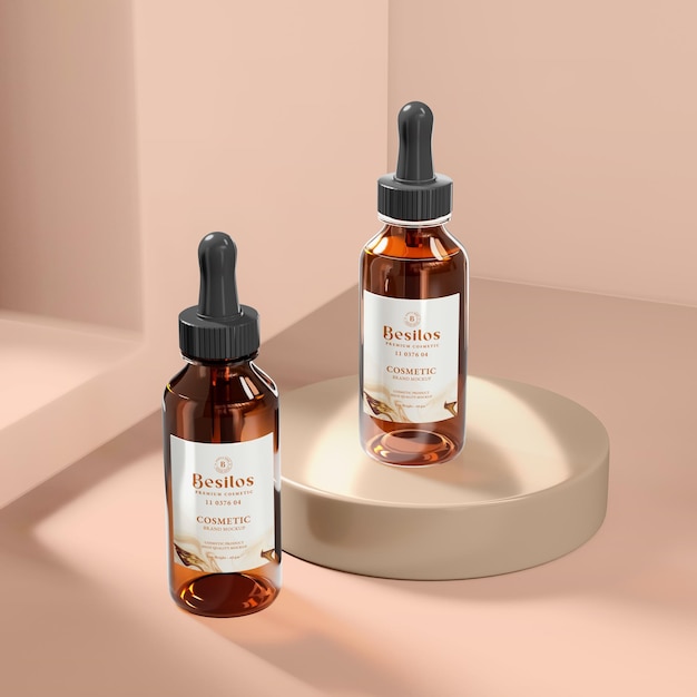 Braunglas Flasche Branding Mockup für ätherische Öle