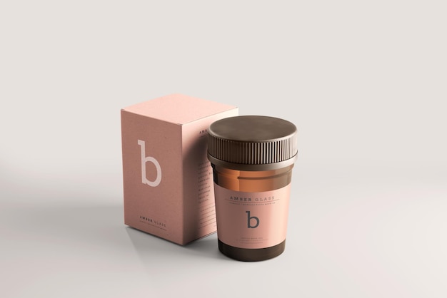 Braunglas Medizin Pillen Flasche Mockup