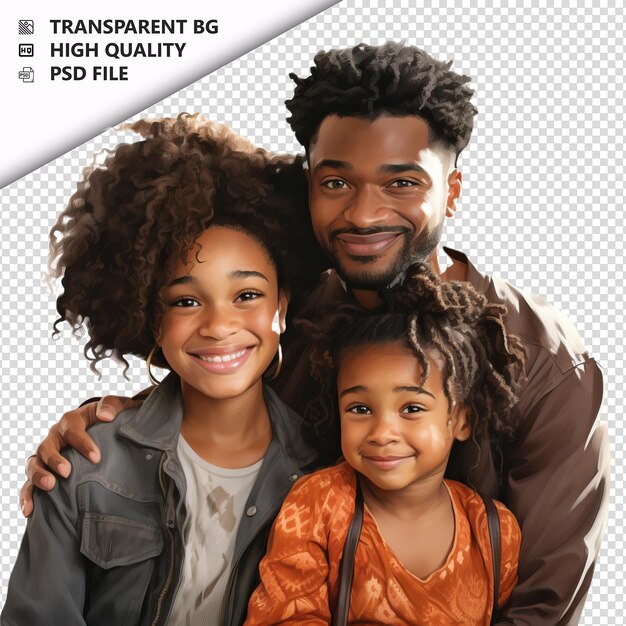 PSD brave black family estilo ultra-realista com fundo branco