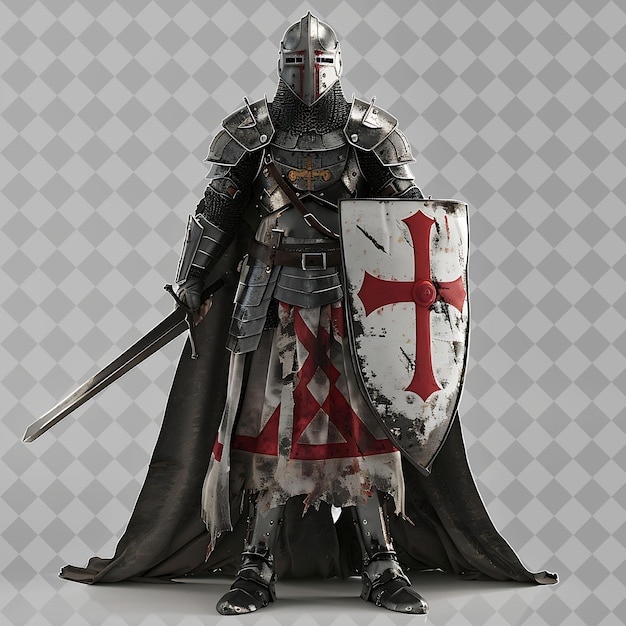 brave knight templar holy crusader with muscular form templa isolated high quality character render