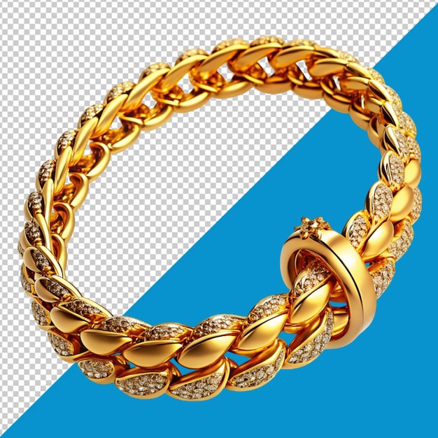 Brazalete de oro sobre un fondo transparente