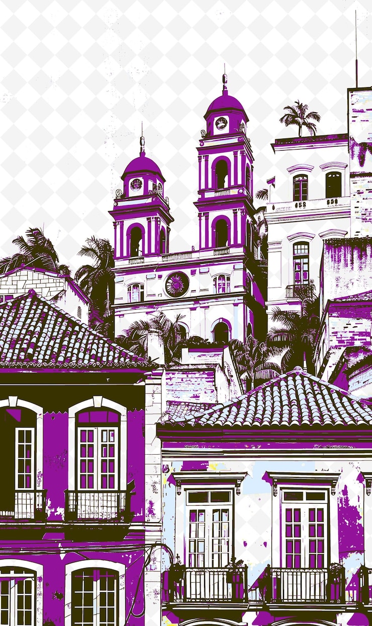 PSD brazilian architecture scene with buildings featuring indepe illustration brazilian life and culture