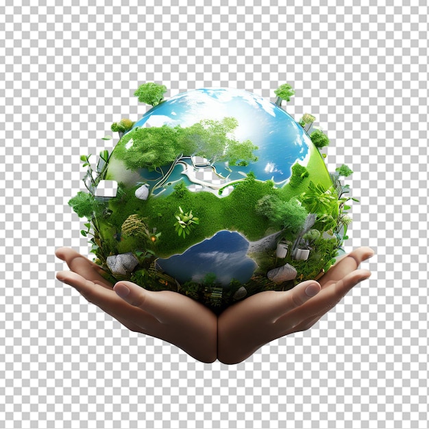 PSD con el brazo un árbol joven para plantar concepto día de la tierra ecológica
