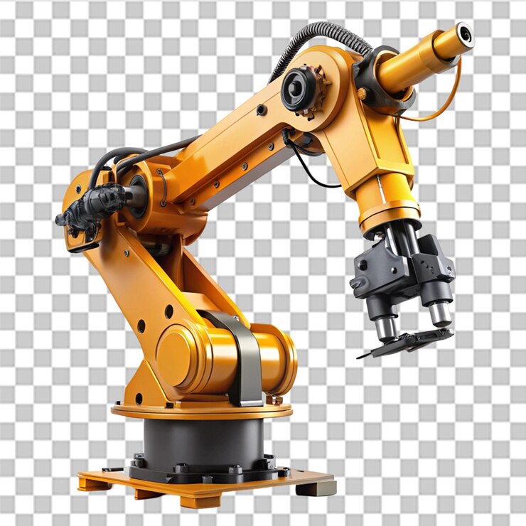PSD brazo de construcción de robot inteligencia artificial aislada en un fondo transparente