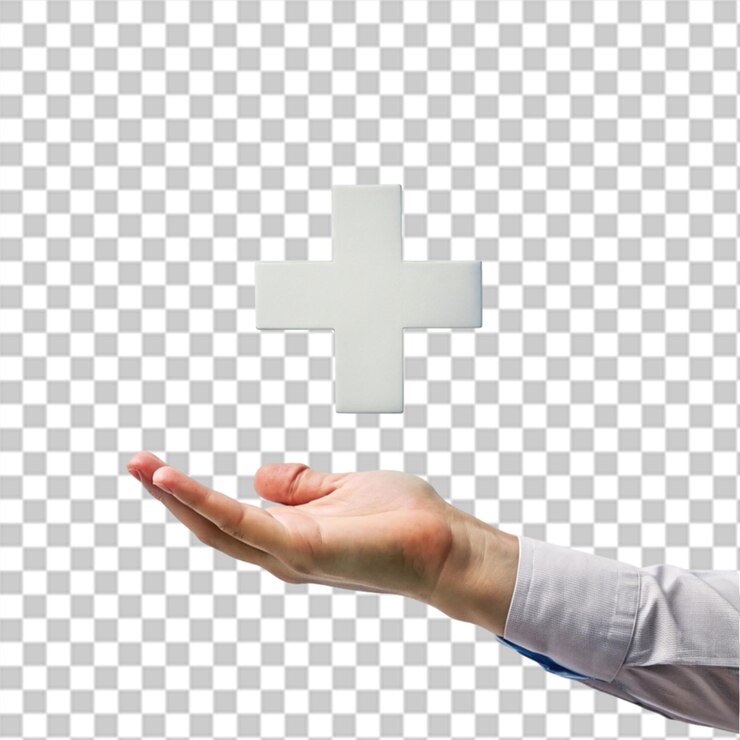 PSD el brazo levantado y sosteniendo la cruz icono