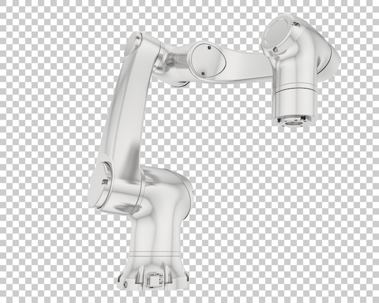 PSD brazo de robot aislado sobre fondo transparente ilustración de renderizado 3d