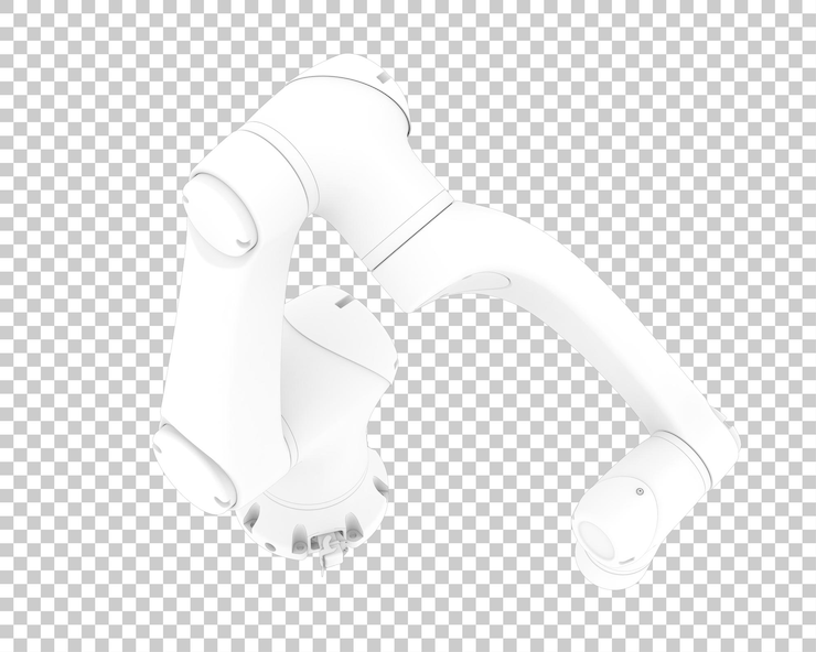 PSD brazo de robot aislado sobre fondo transparente ilustración de renderizado 3d